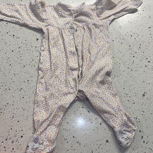 White onesie pjs with flowers